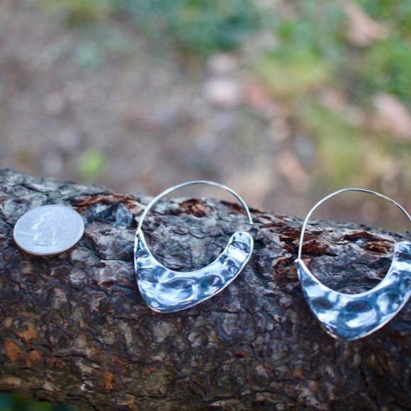 Anthro Silver Carissa Moon Crescent Hoop Earrings - Picture 7 of 12